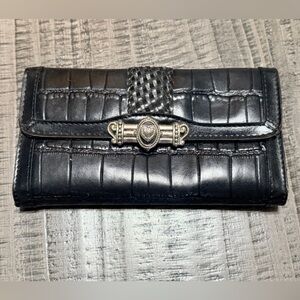 Black Croc-Embossed Women's Wallet